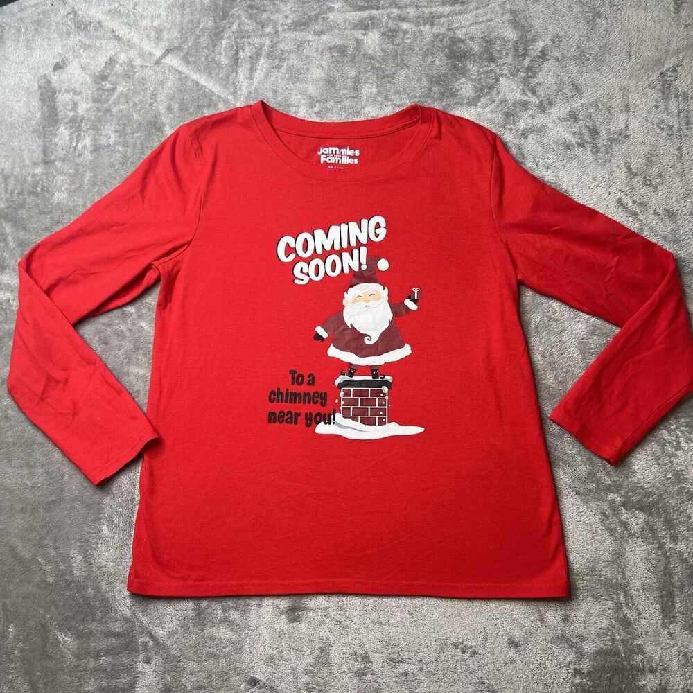 Jammies For You Families Top Womens Medium Red Coming Soon To A Chimney Near You